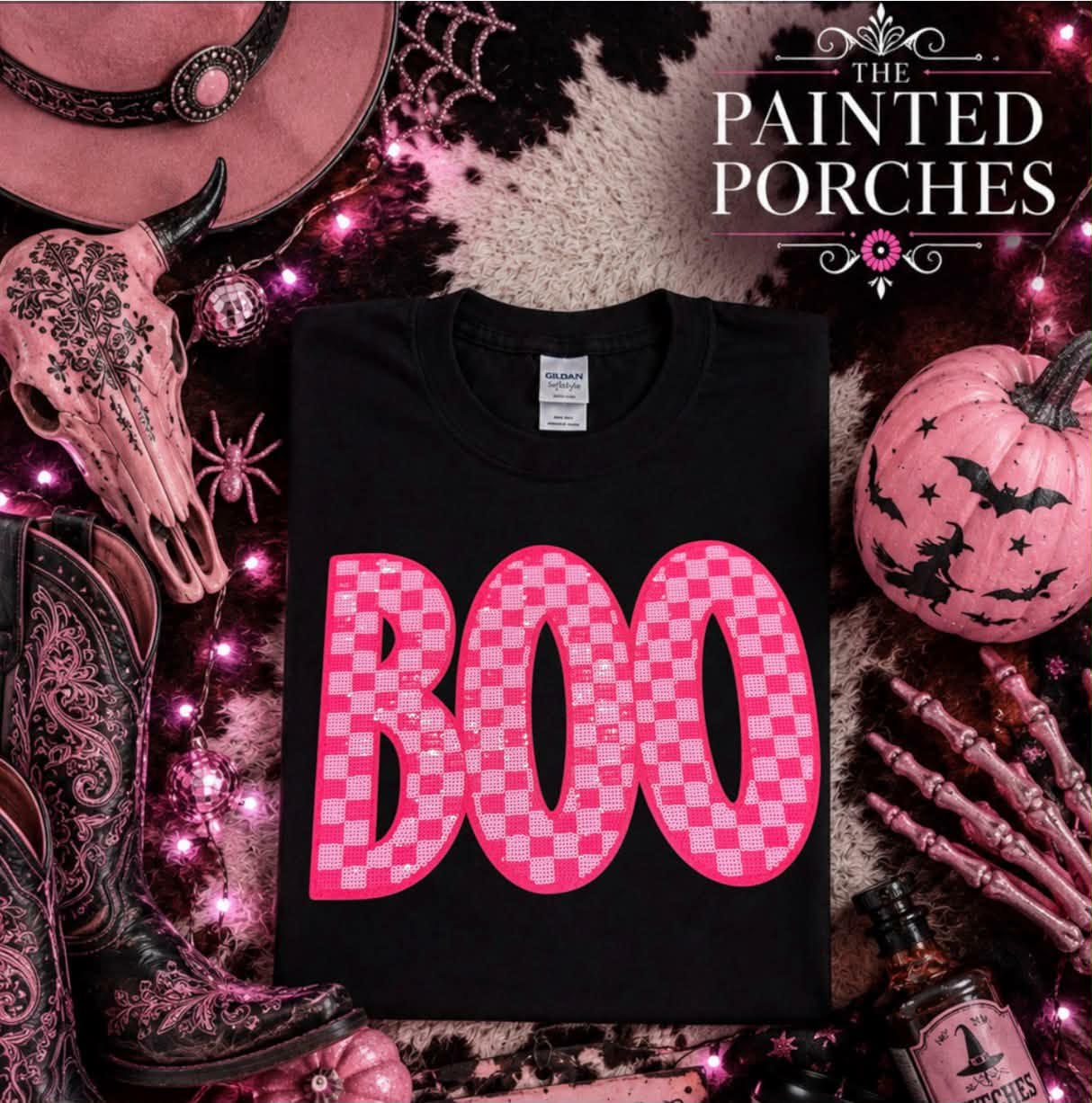 BOO sequin applique' tee
