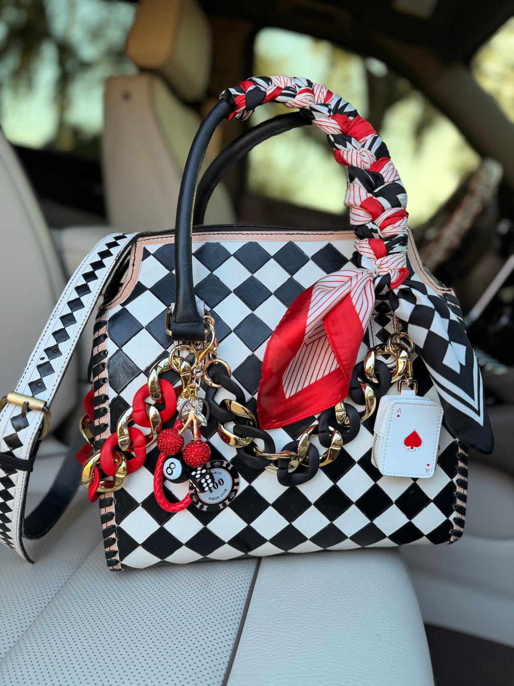 “Ace & Spur” tooled leather speedy (L)