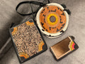 Tooled leather - Sunflower print canteen set -  purse,planner,wallet