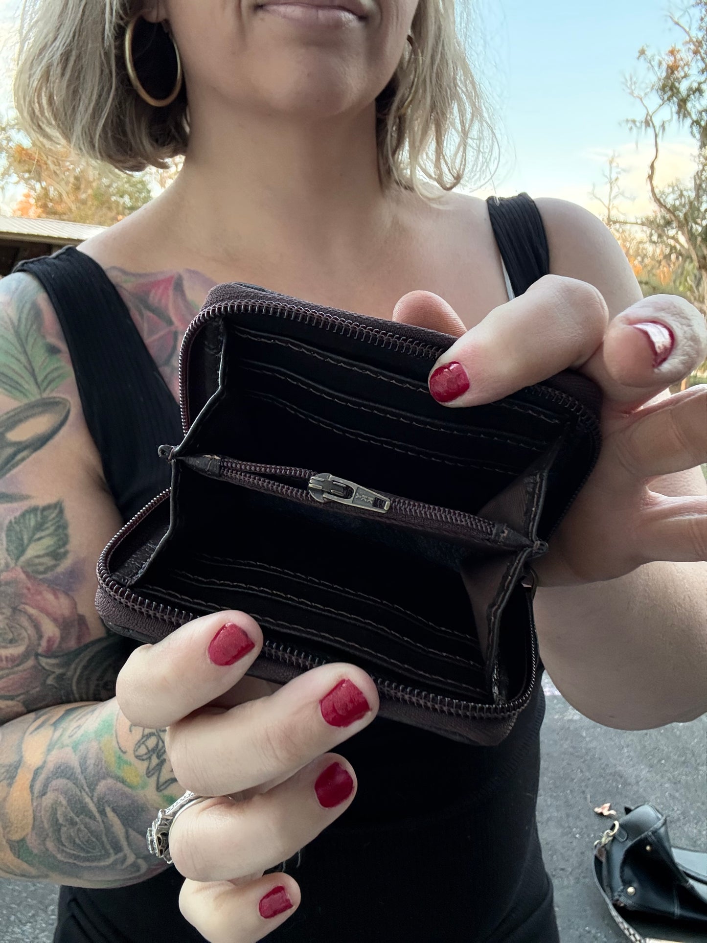 Mini teal checker print BLUE acid wash cowhide wallet