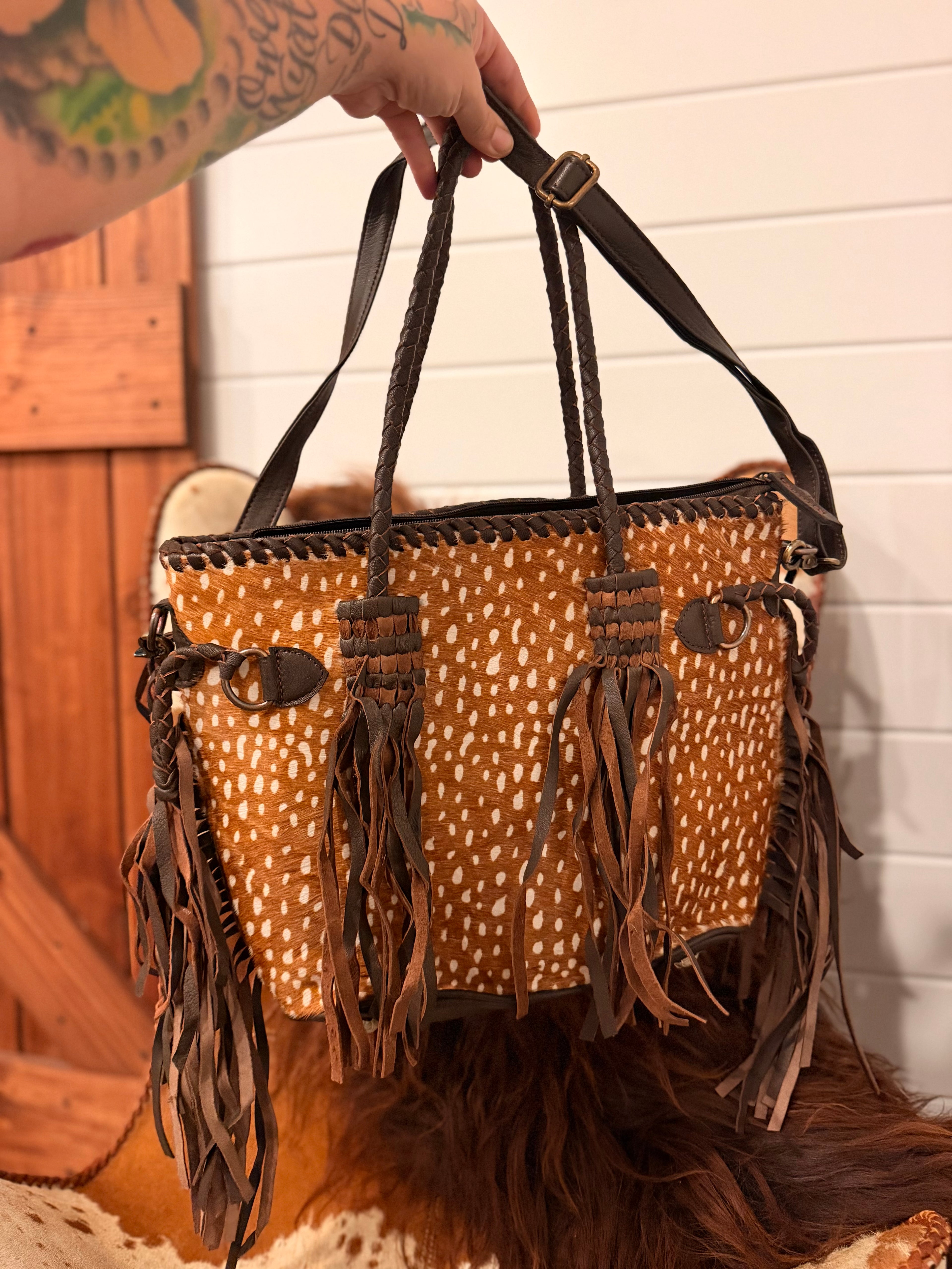 The Fawn & Fringe - cowhide and leather / by The Painted Porches