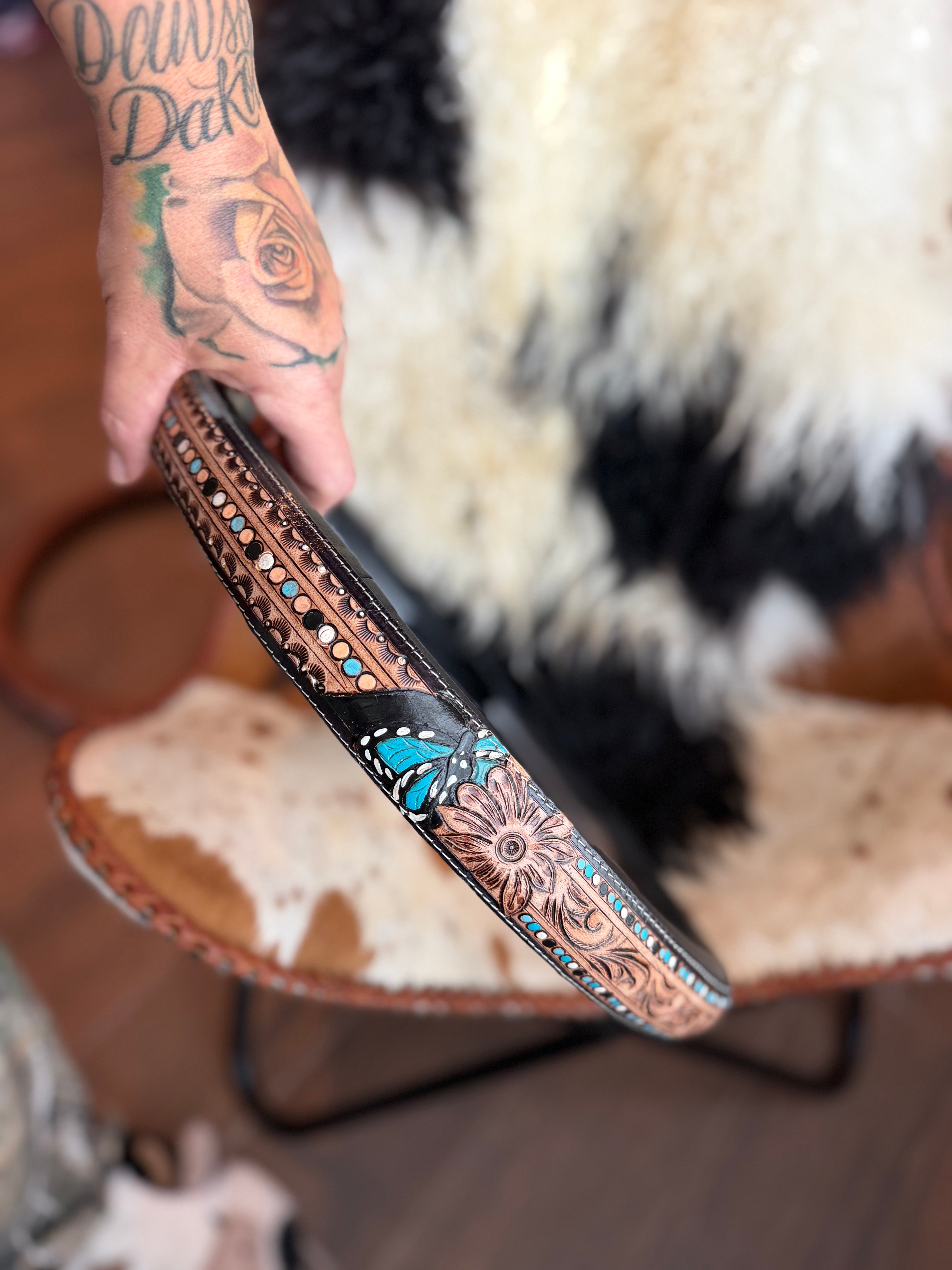 16 “ tooled leather steering wheel cover - read description before purchase