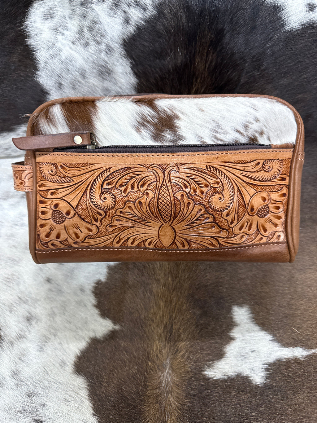 Tooled Leather Makeup Bag