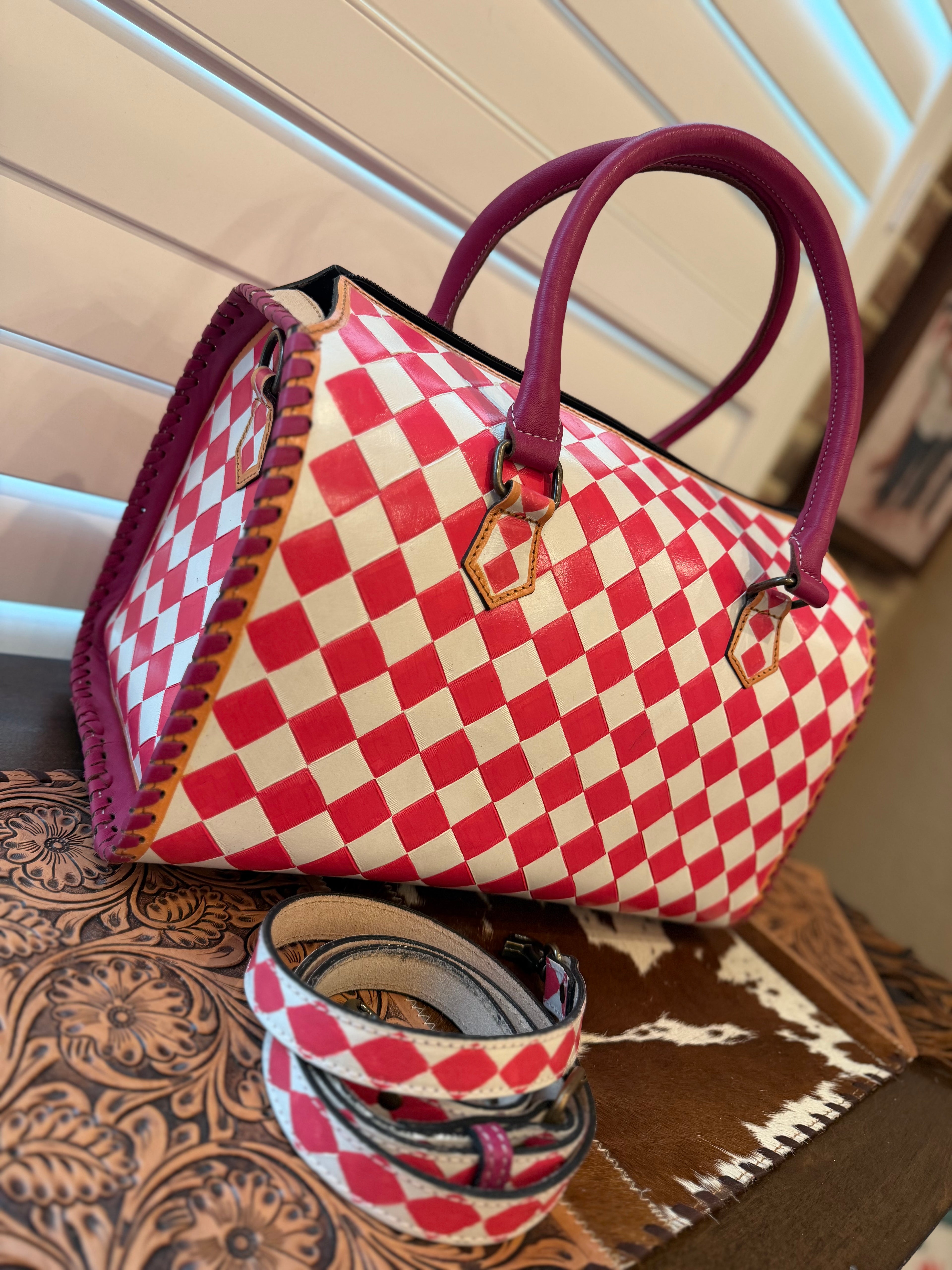 tooled leather speedy duffle (L)