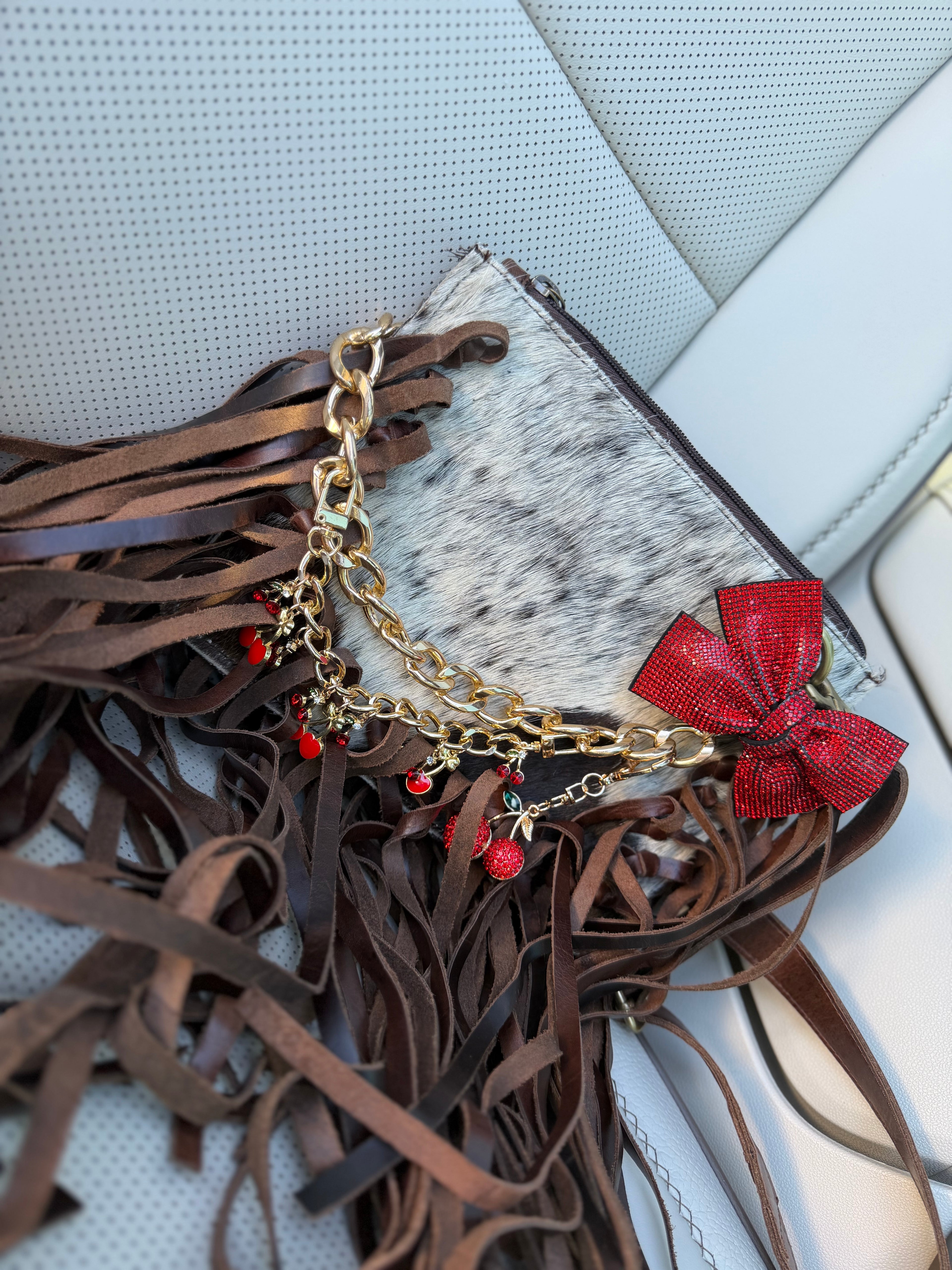 “Fringed Cherry” crossbody