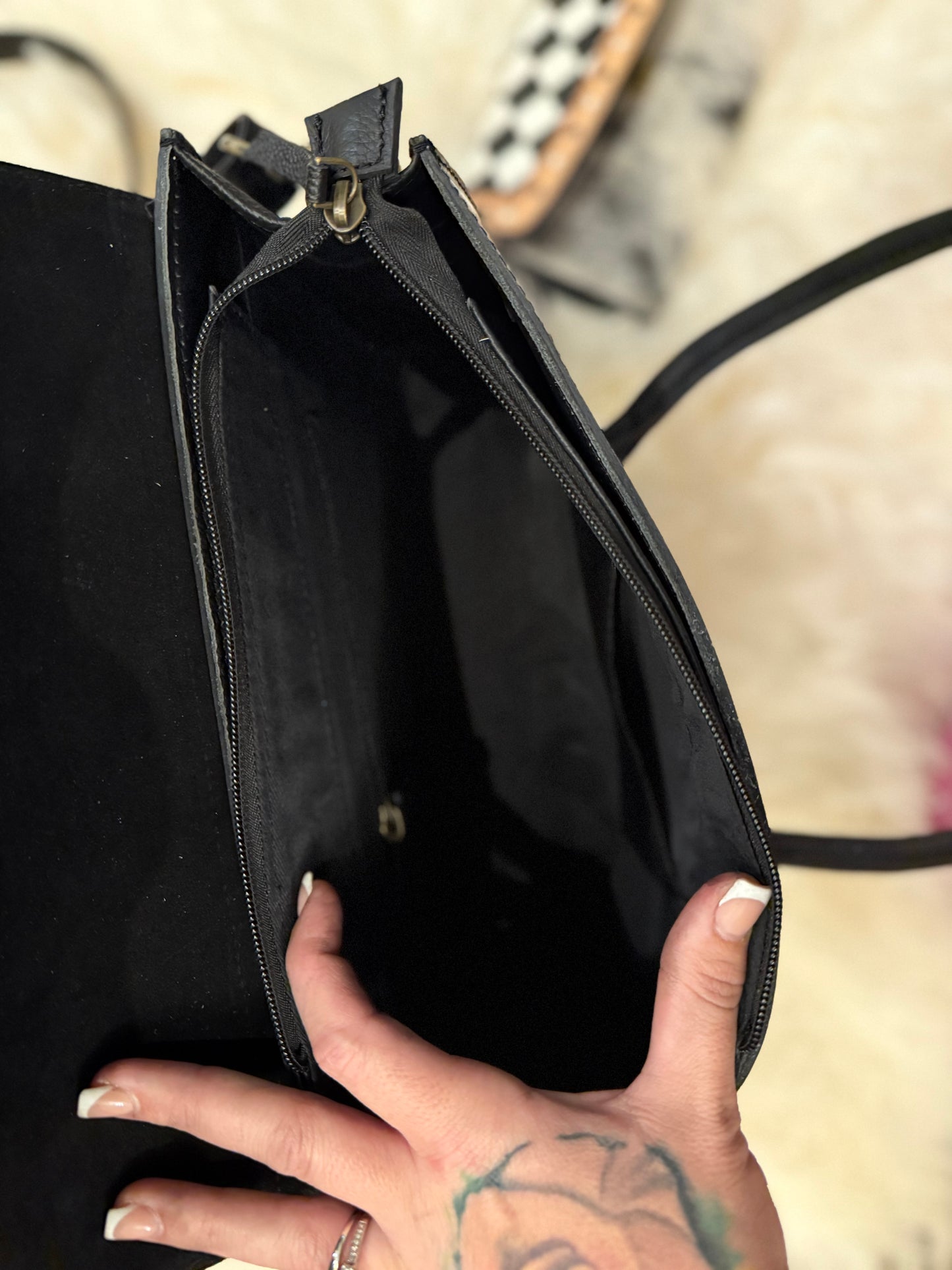 Checker tote and wallet combo!13”x9”