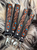 Tooled leather 7.5” wristlet