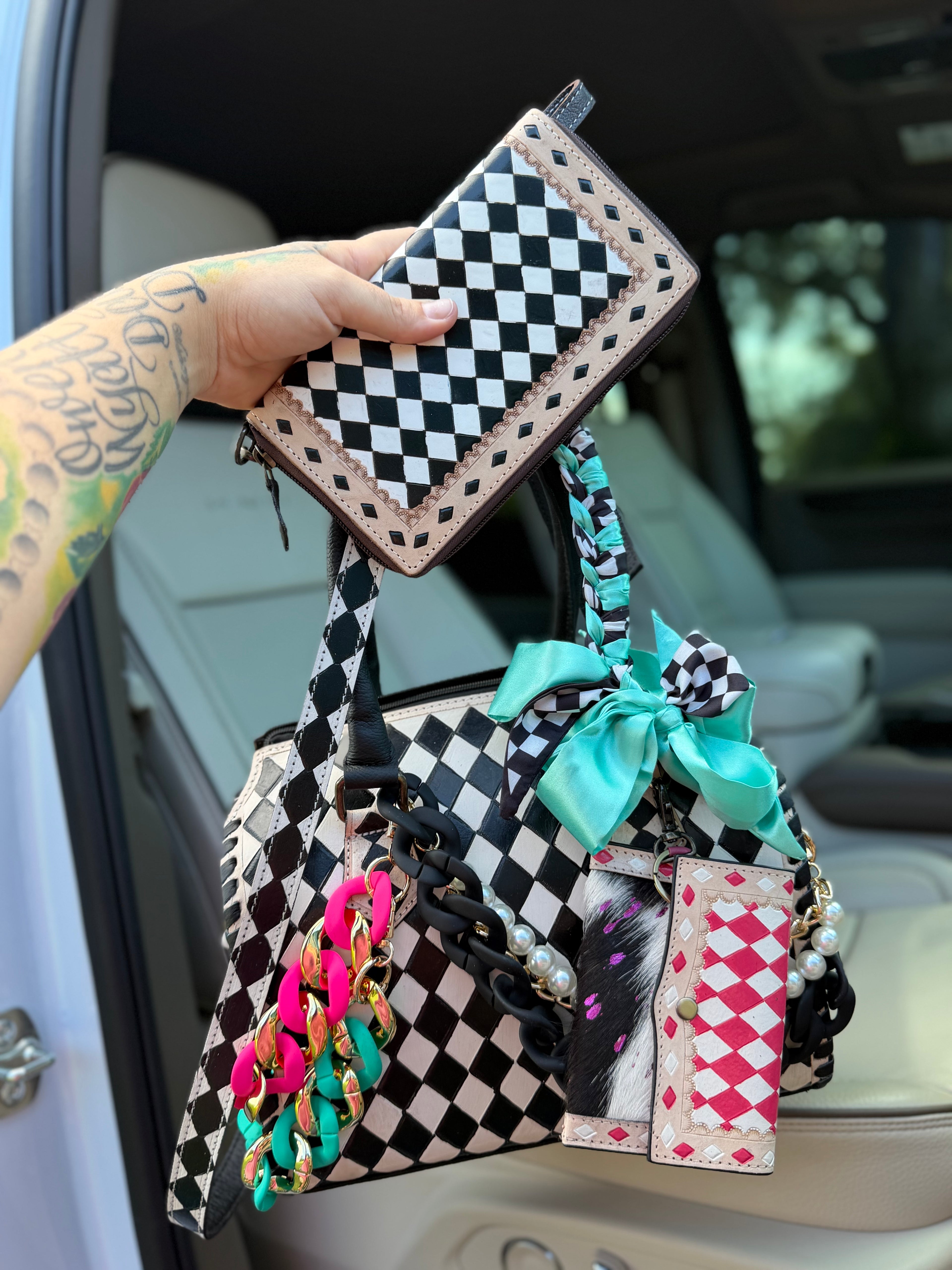 "Boujee Rodeo" -checker tooled leather speedy (M)