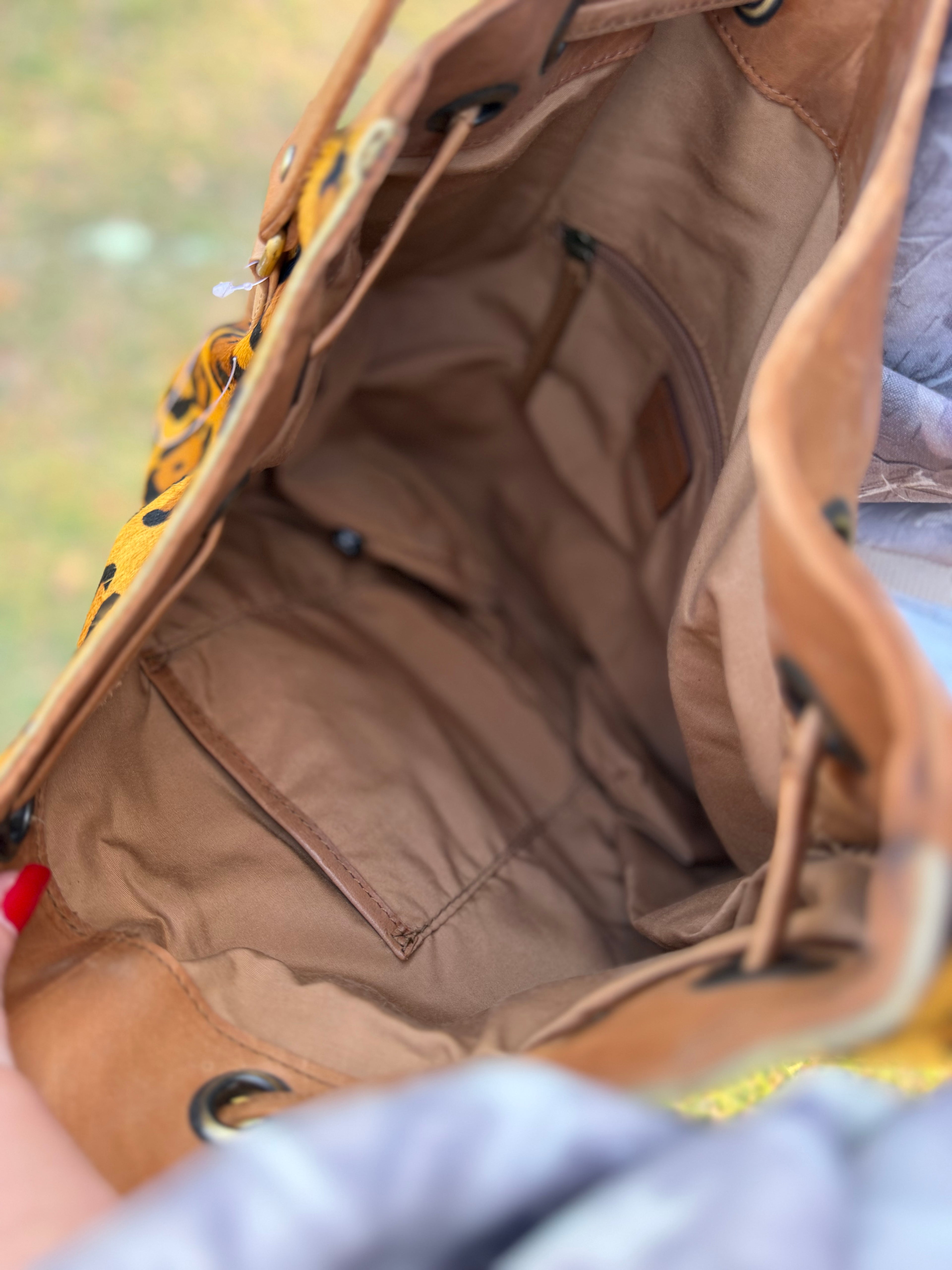 Cheetah purse with drawstring closure