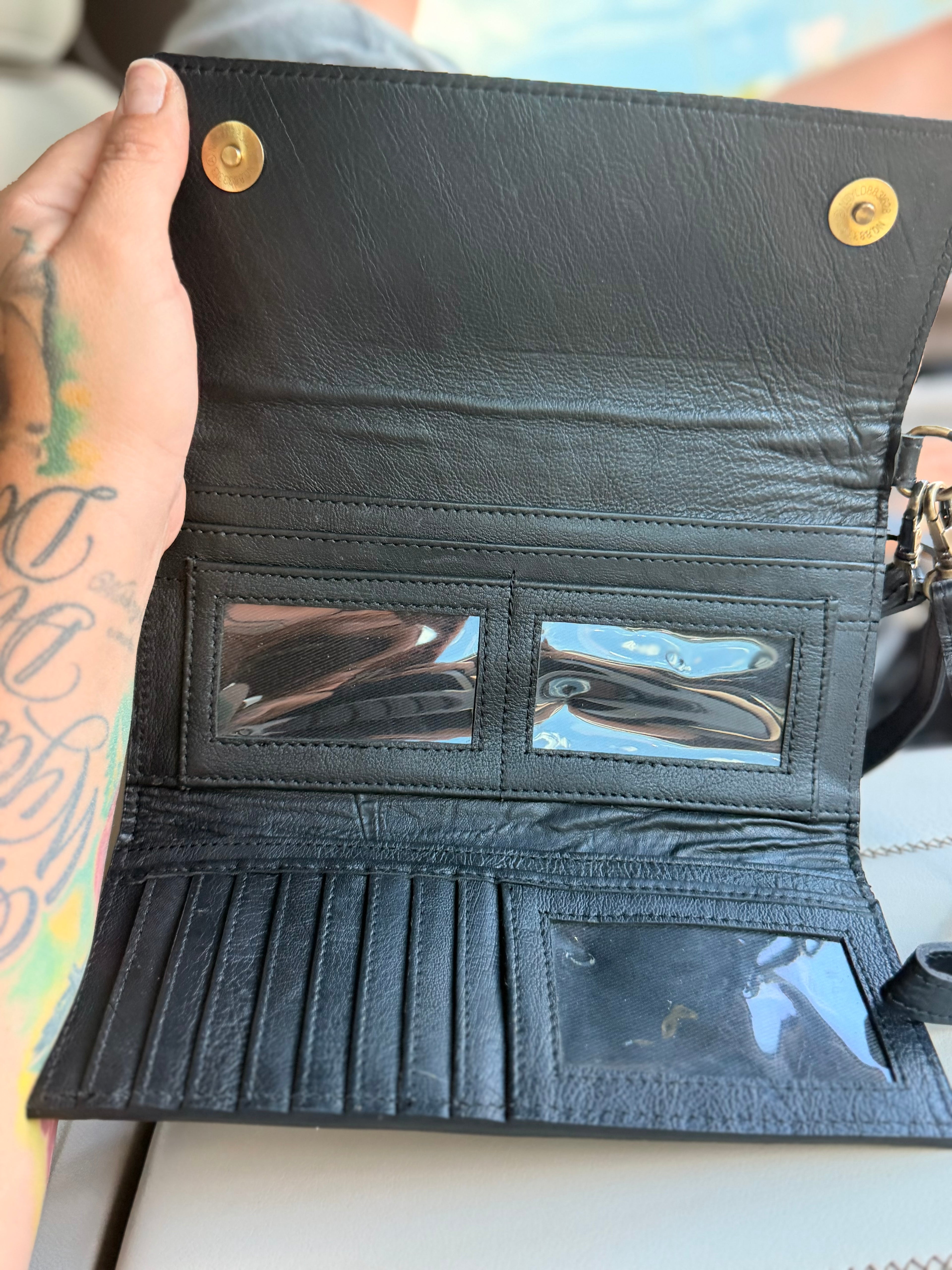Tooled leather clutch crossbody