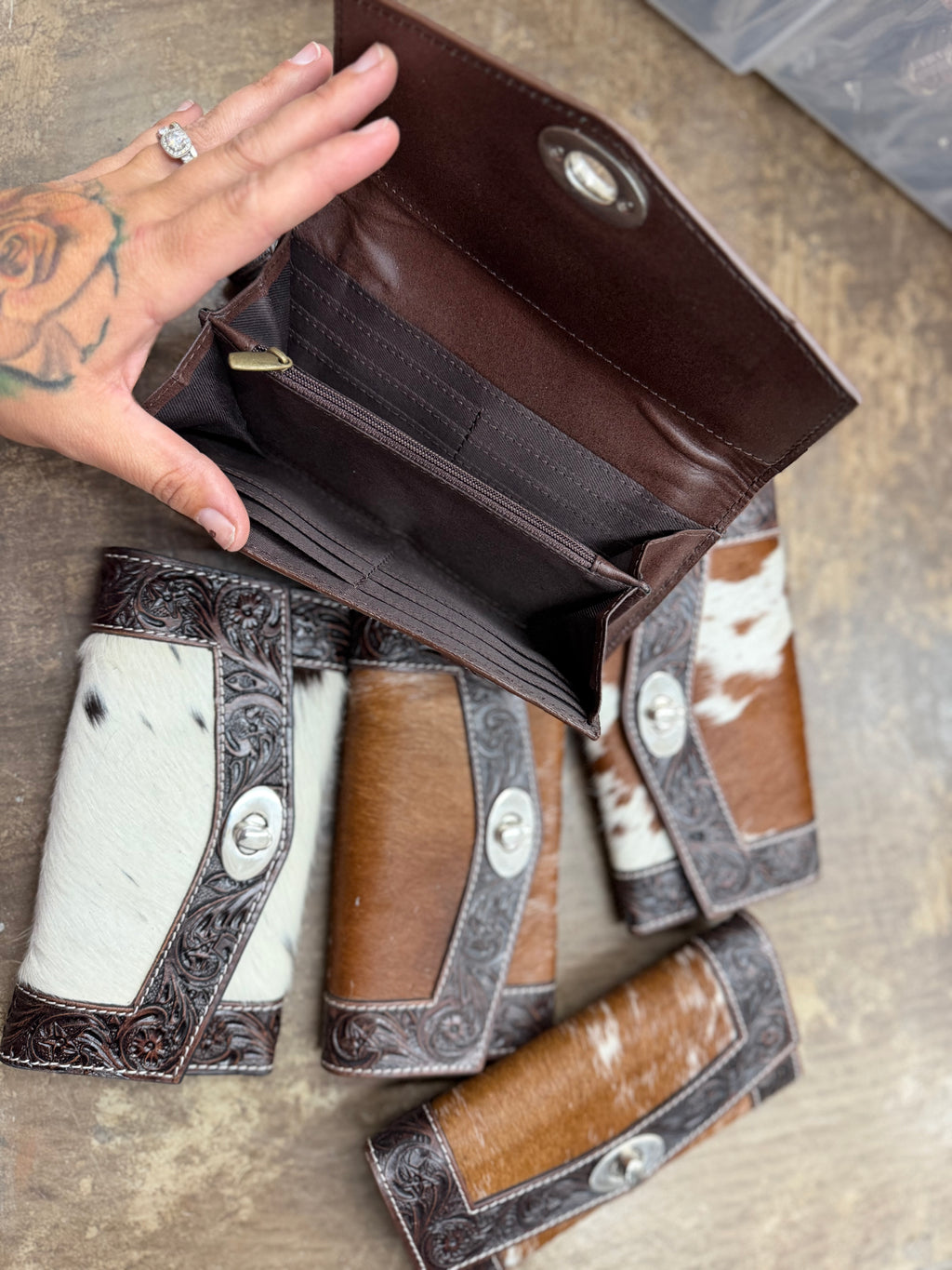 Tooled leather wallet