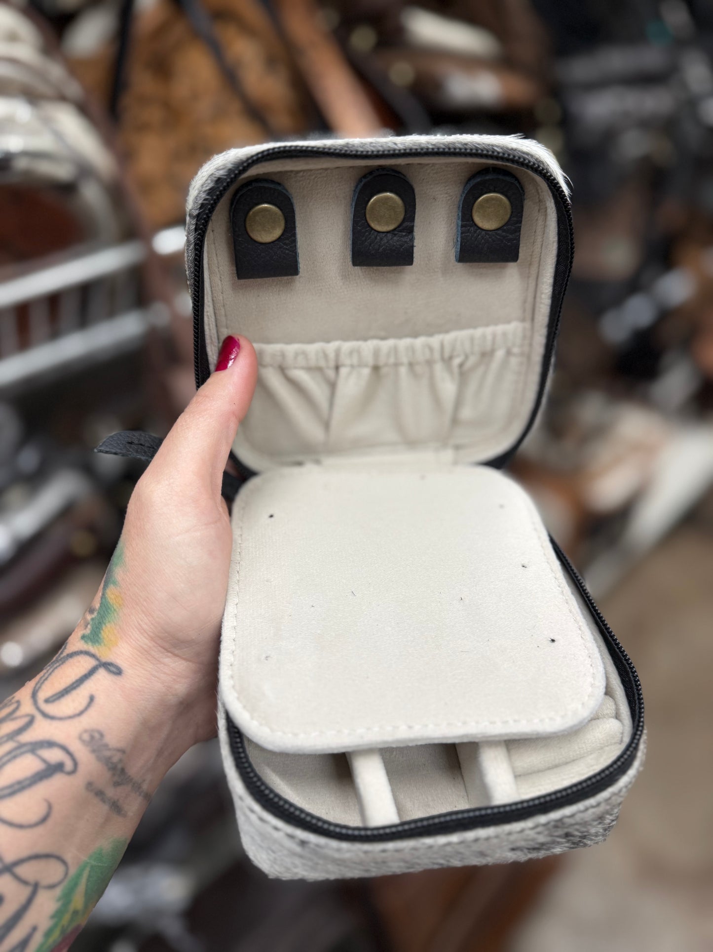 Tooled leather / cowhide Jewelry box