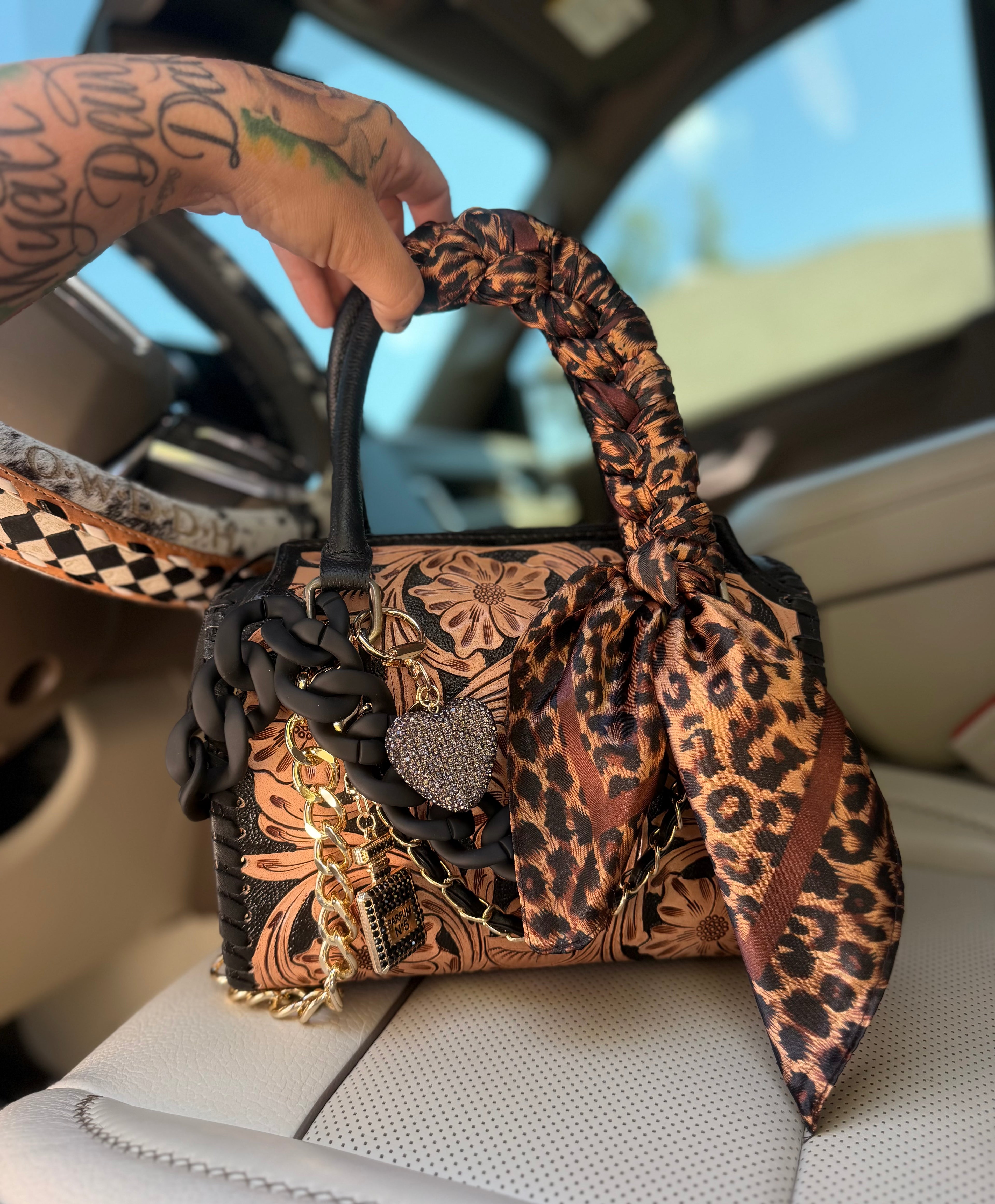 “Midnight Maneater”- tooled leather speedy (M) by the Painted Porches