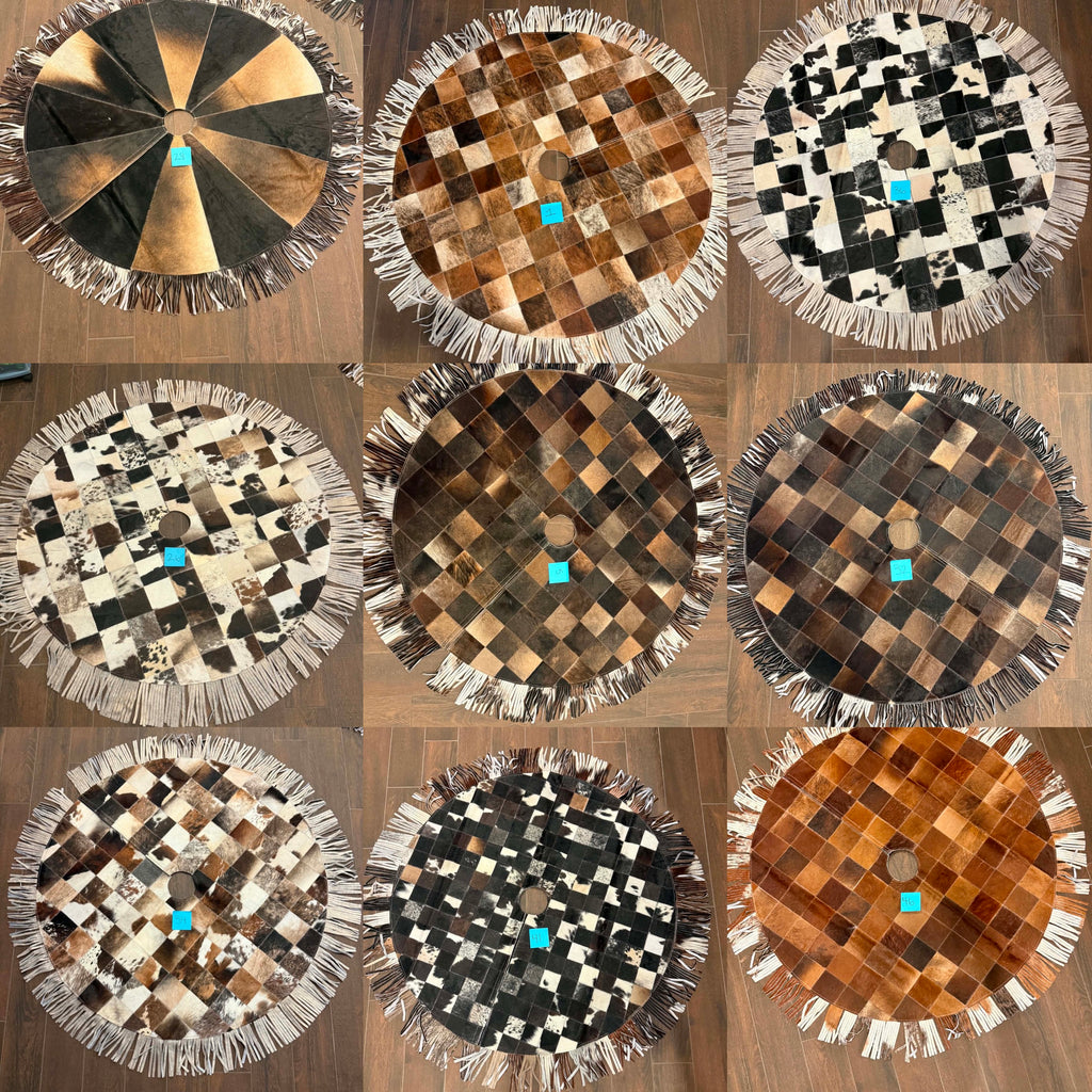 53” cowhide tree skirt (set c) - fringe