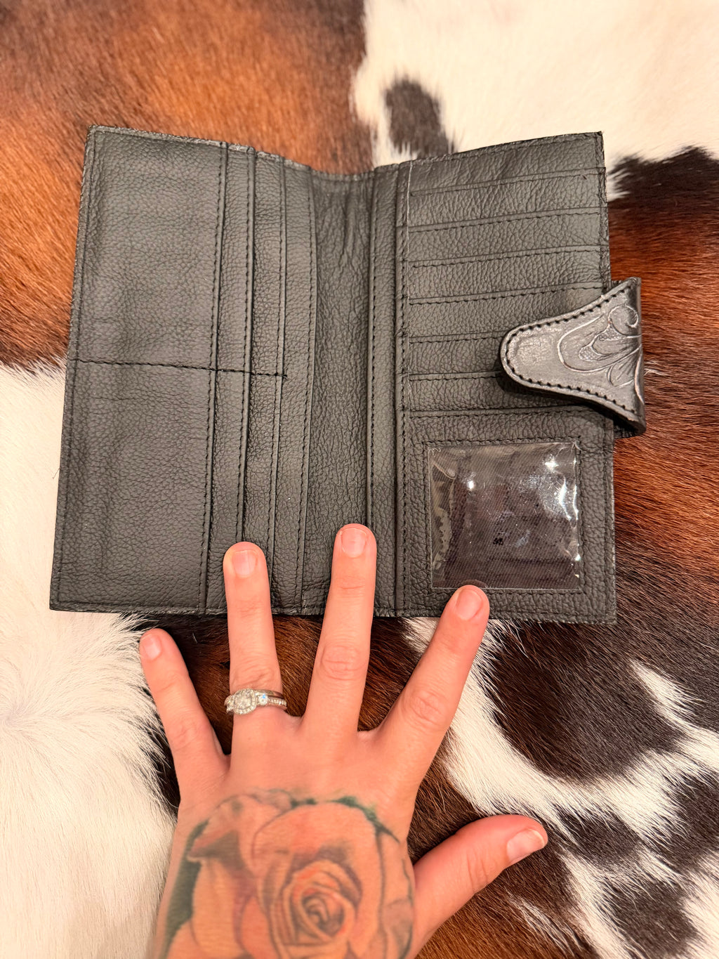 Black and grey Tooled wallet