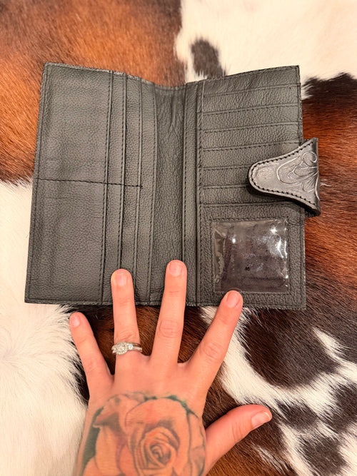 Black and grey Tooled wallet