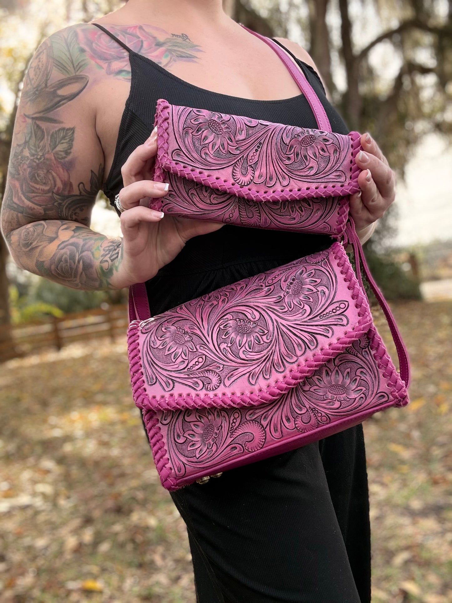 Pink tooled leather (set)