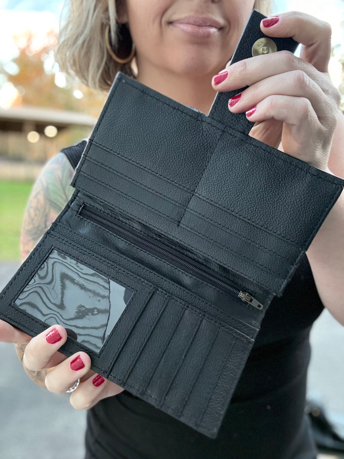 Checker print/ cowhide wallet