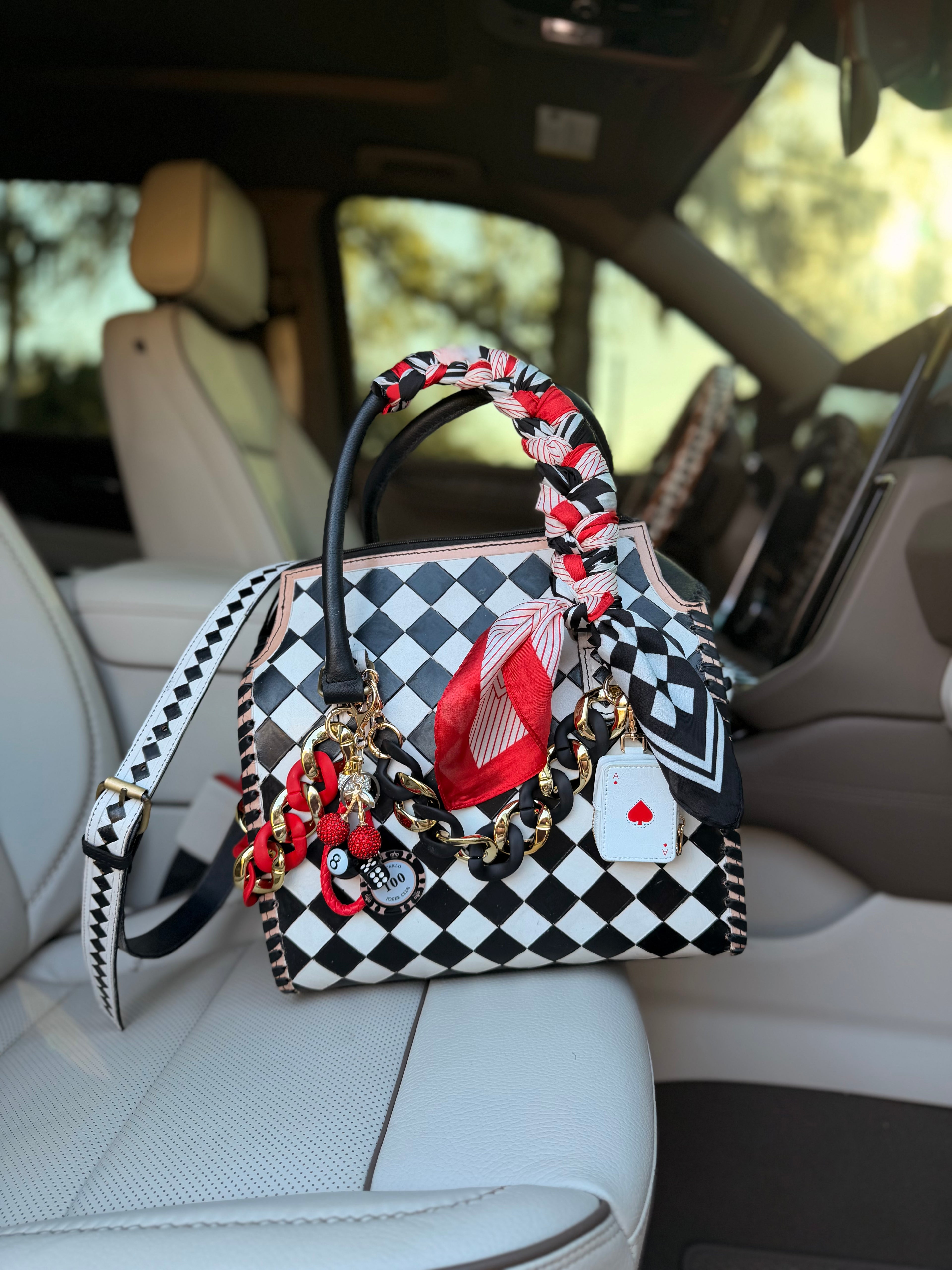 “Ace & Spur” tooled leather speedy (L)