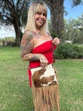 Cowhide Crossbody purse with fringe
