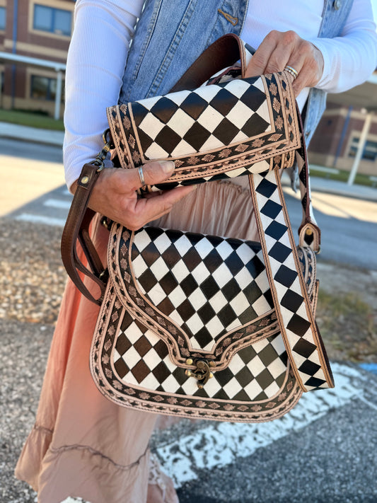 Checker purse and wallet set