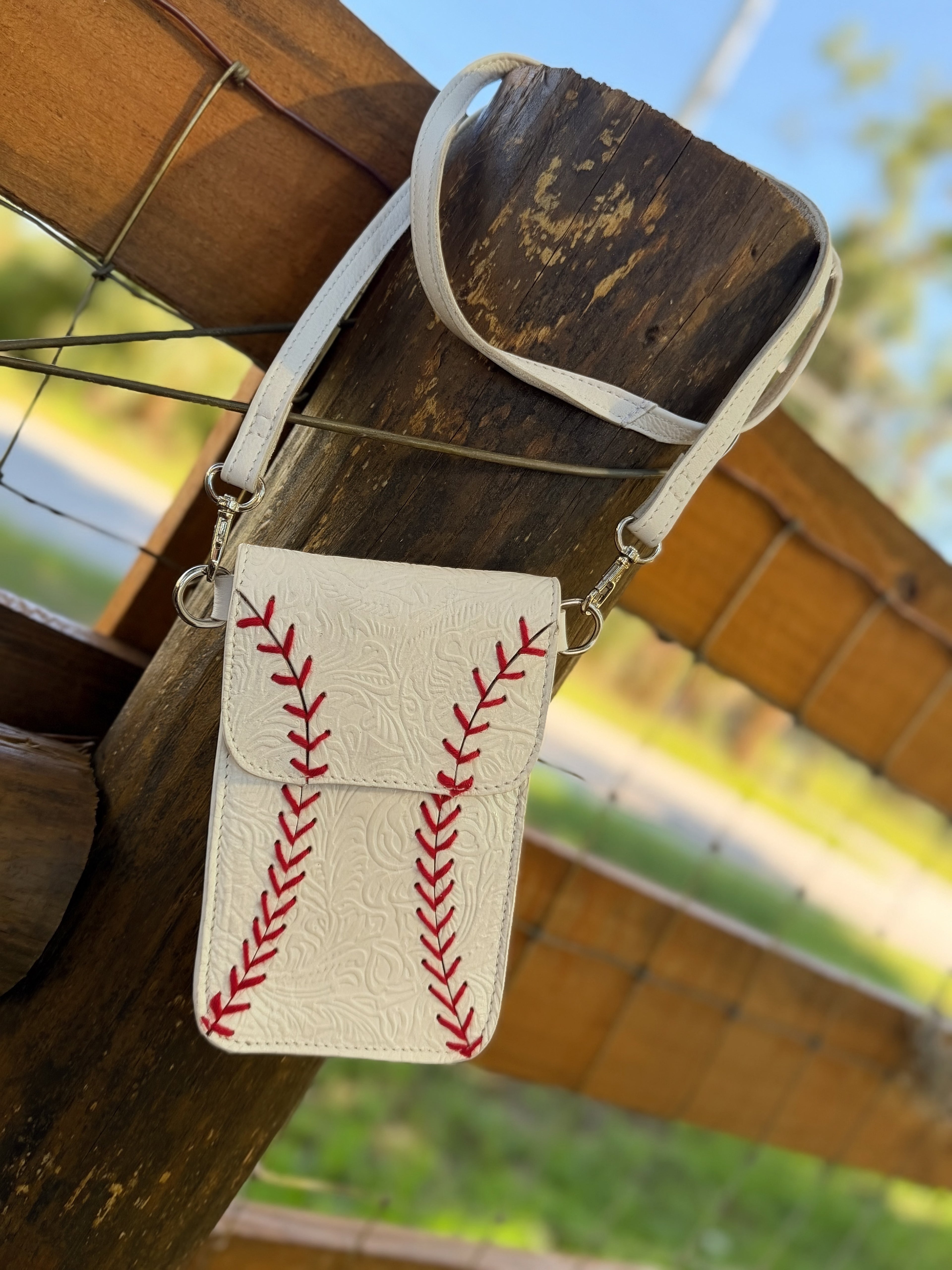 Baseball leather phone purse