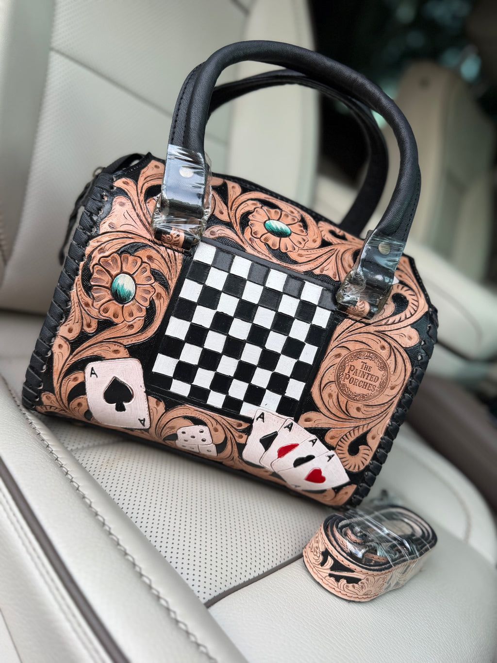 “Royal Flush” tooled leather speedy (M)