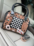 “Royal Flush” tooled leather speedy (M)