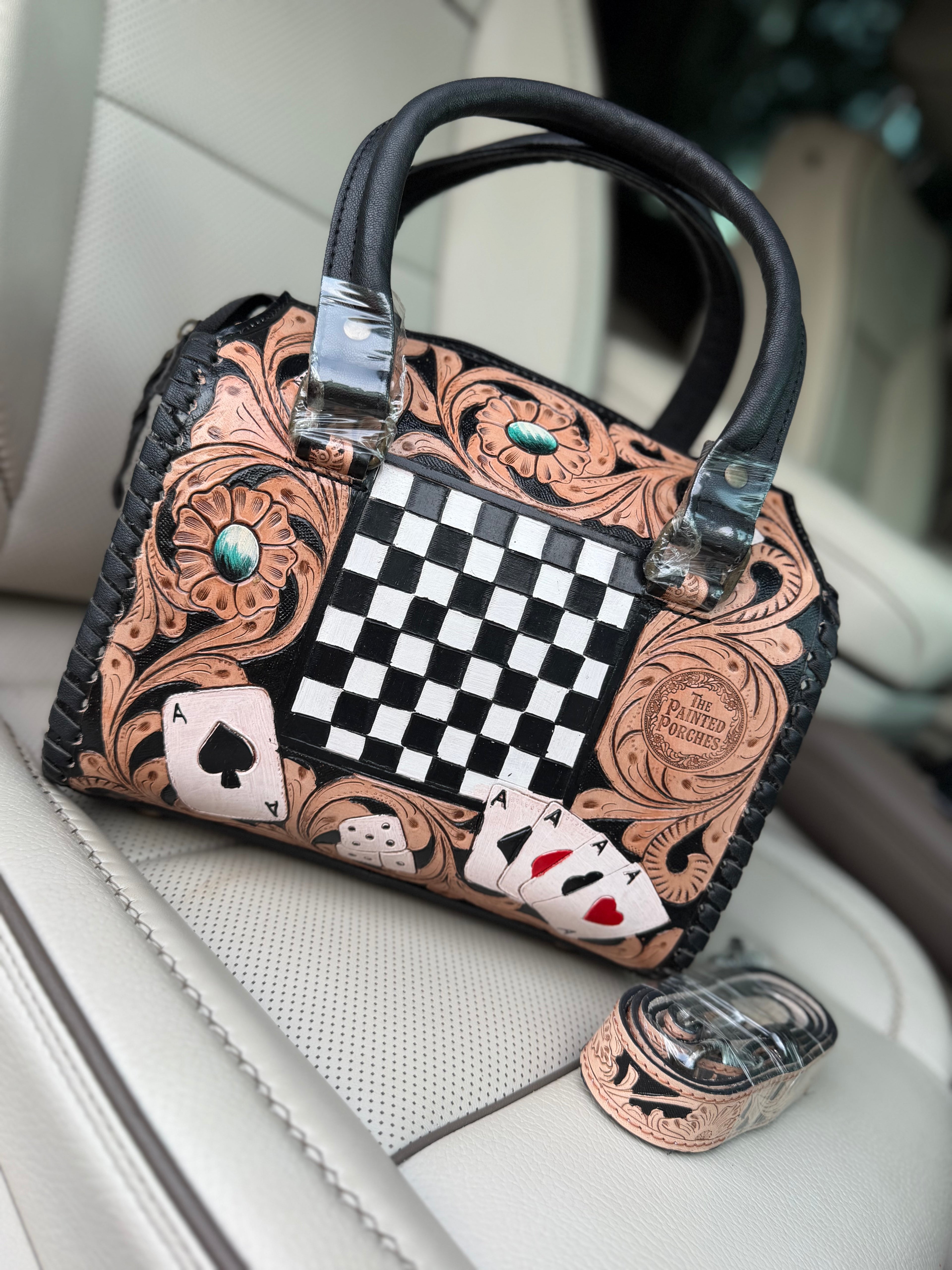 “Royal Flush” tooled leather speedy (M)