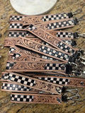Large keychain tooled wristlet 9”