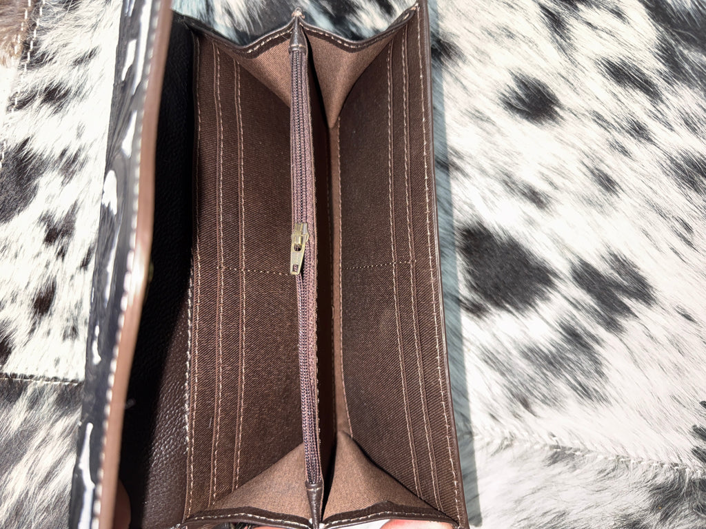 Tooled Floral wristlet wallet