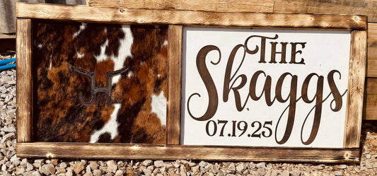 Branding cowhide sign