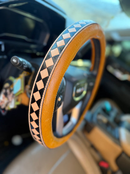 16 “ tooled leather steering wheel cover - read description before purchase
