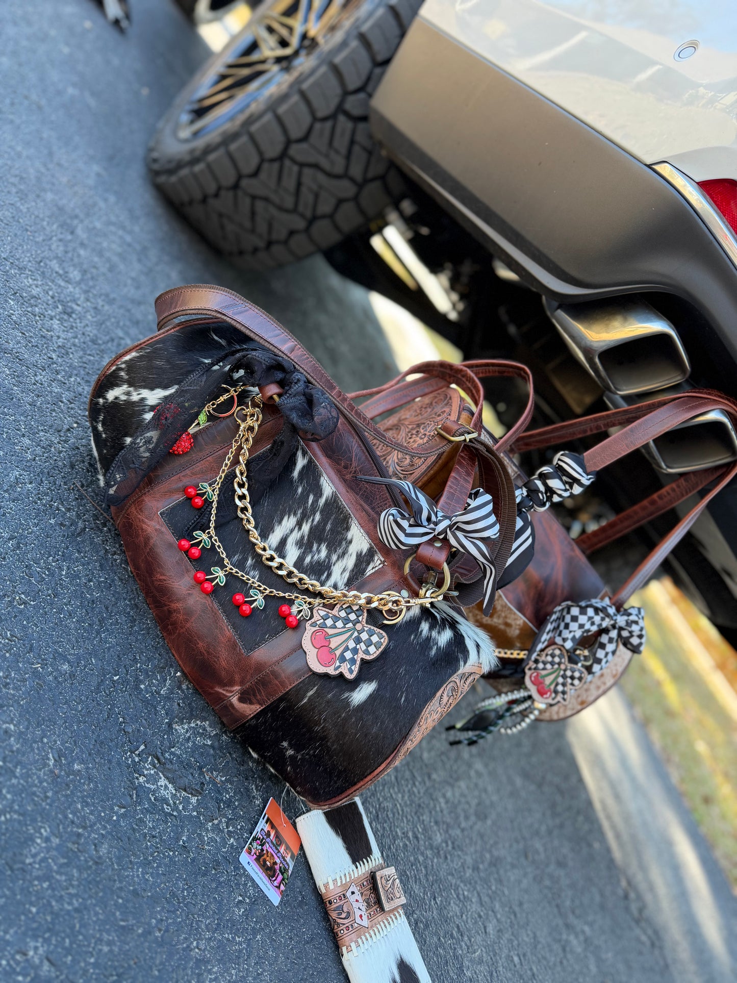 "Desert Dice duffle " - cowhide tooled leather speedy Duffle