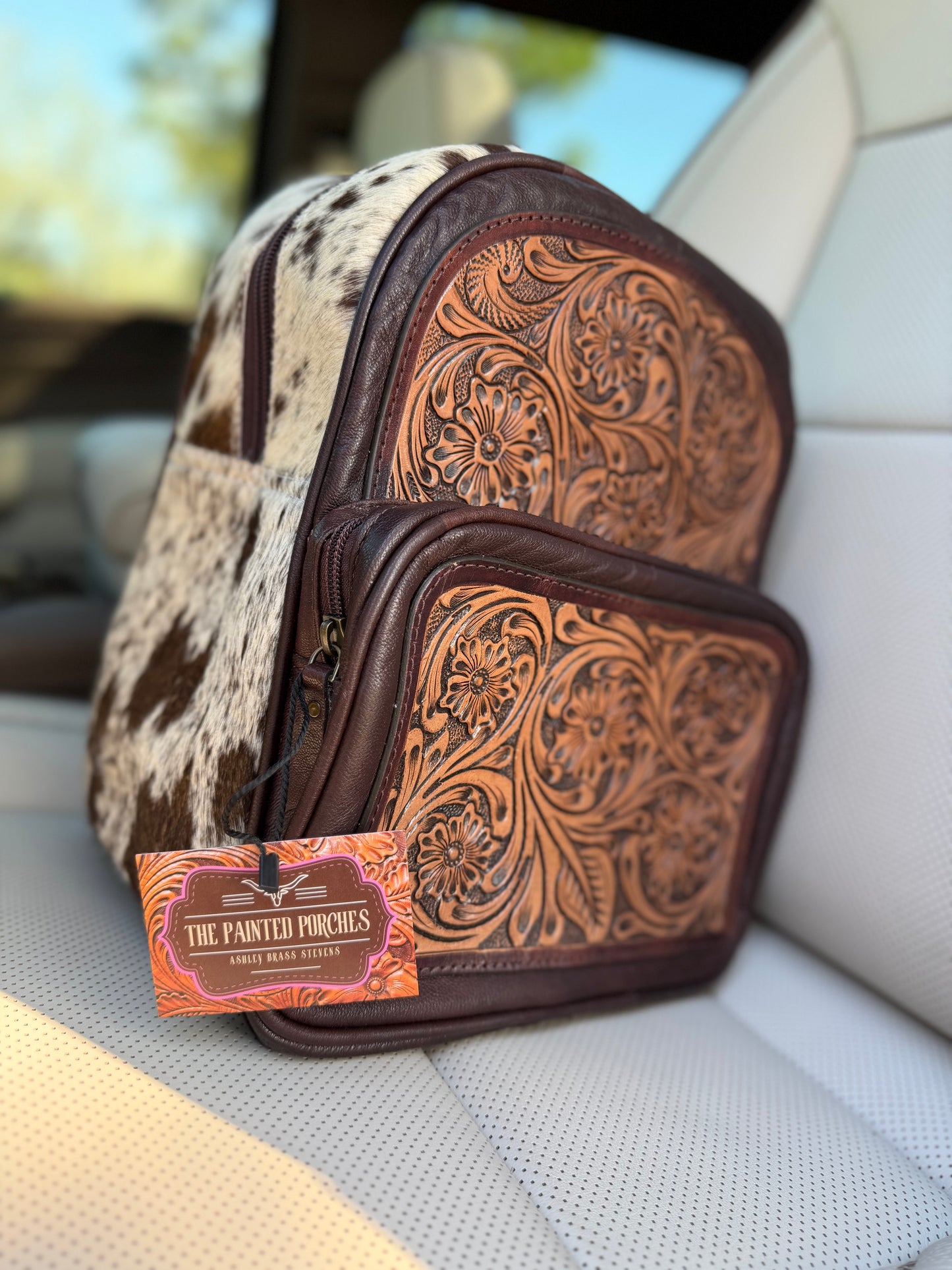 The “Lainey” Tooled leather bookbag - by the Painted Porches
