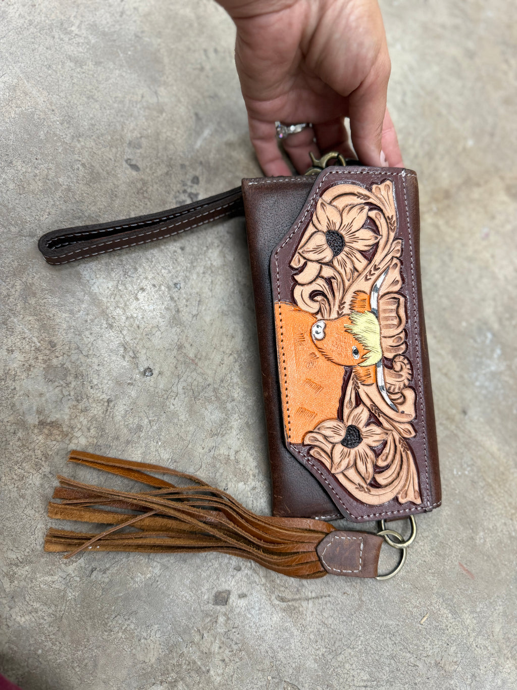 Fringe Tooled leather wallet