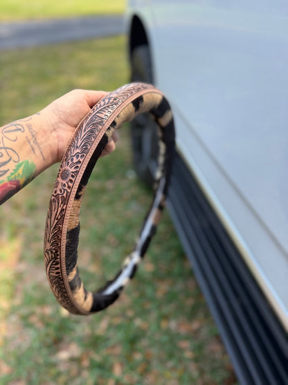 16 “ tooled leather cowhide steering wheel cover - read description before purchase