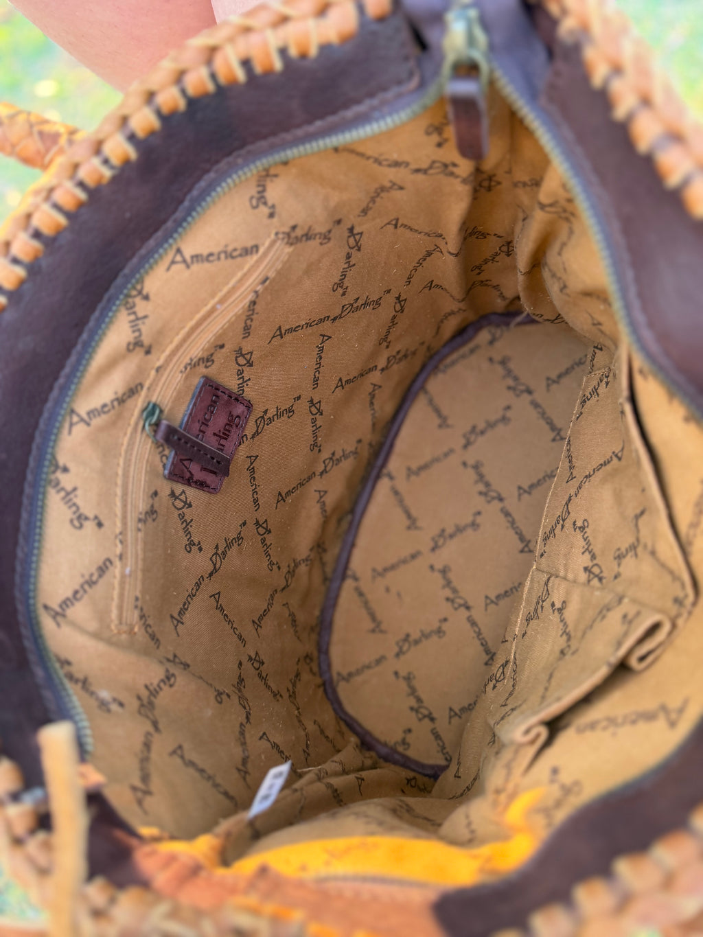 Dark brown Leather purse with fringe