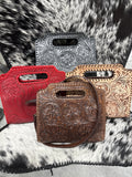 Floral tooled leather purse