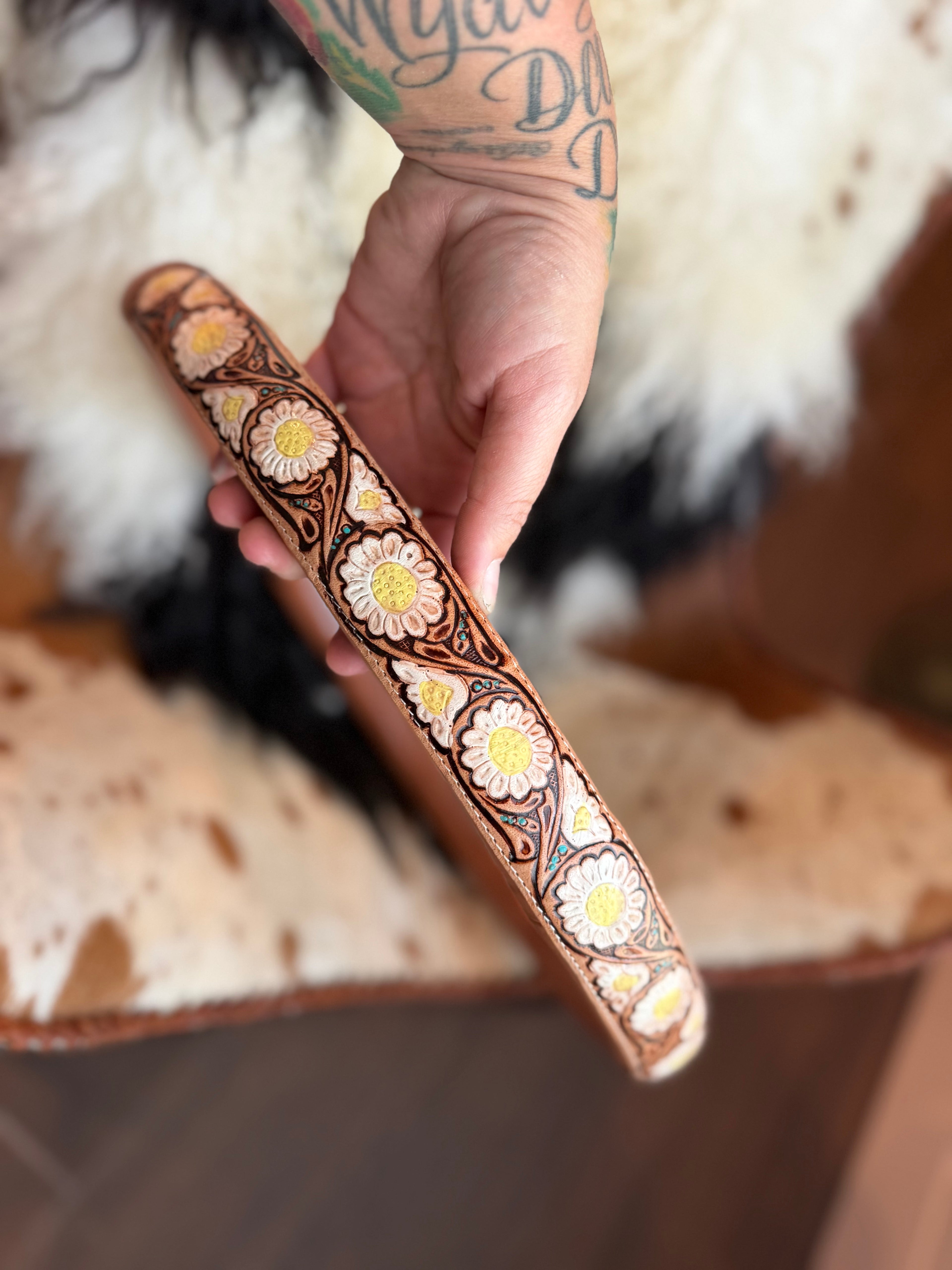 16 “ tooled leather steering wheel cover - read description before purchase