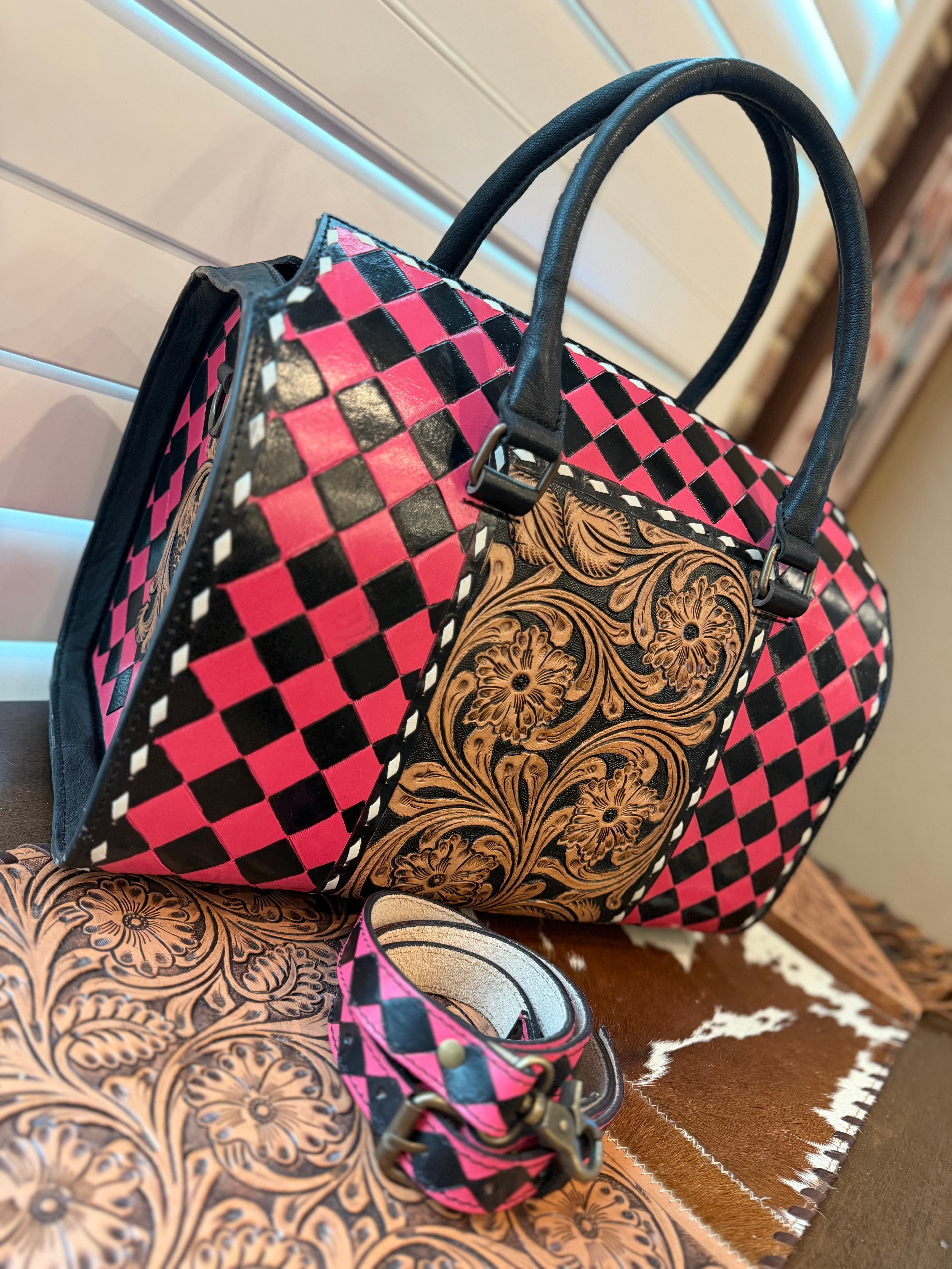 tooled leather speedy duffle (L)