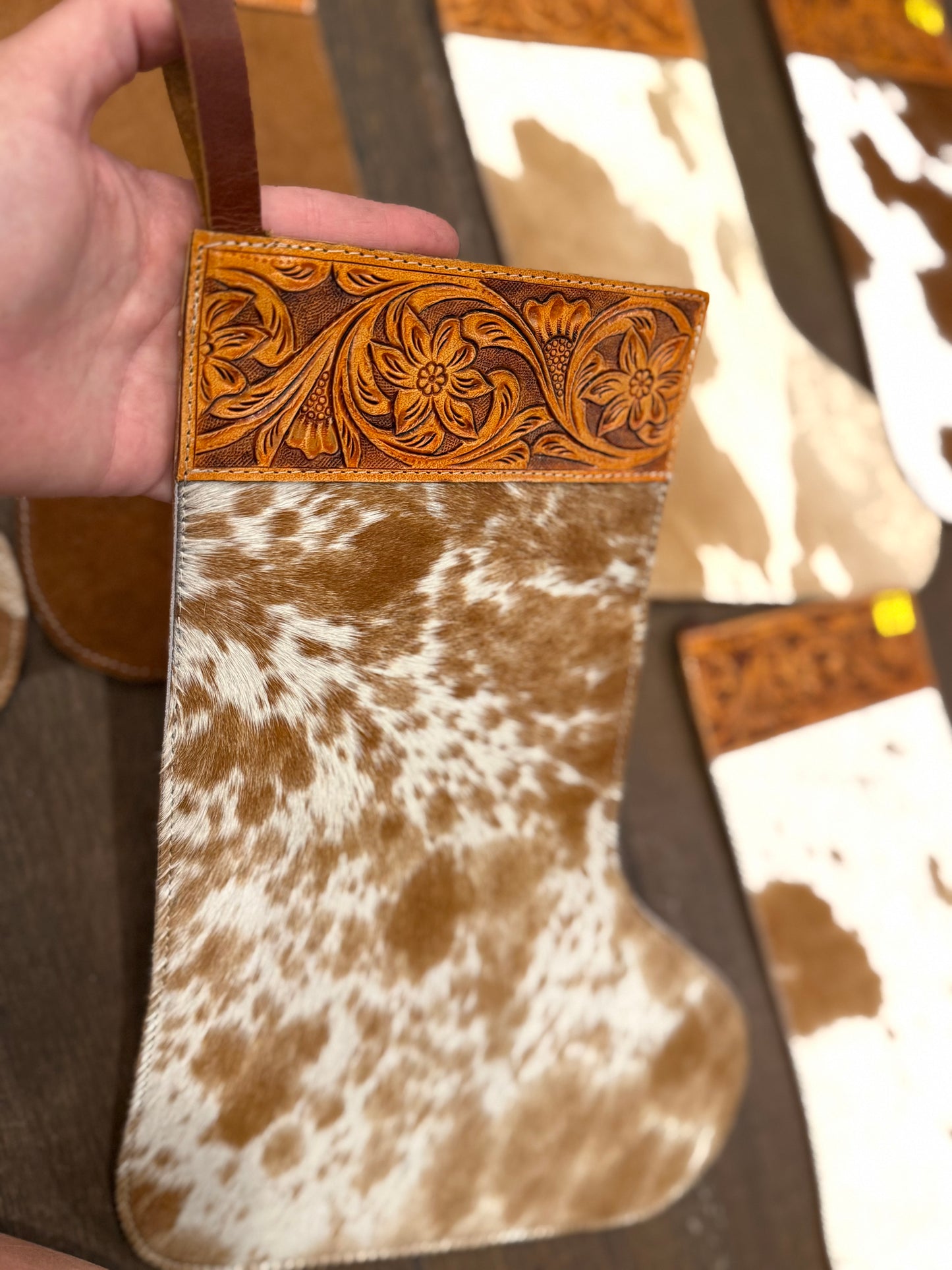 Cowhide 18” stockings! Does not include engraving. Read description