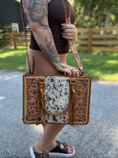Tooled tote bag