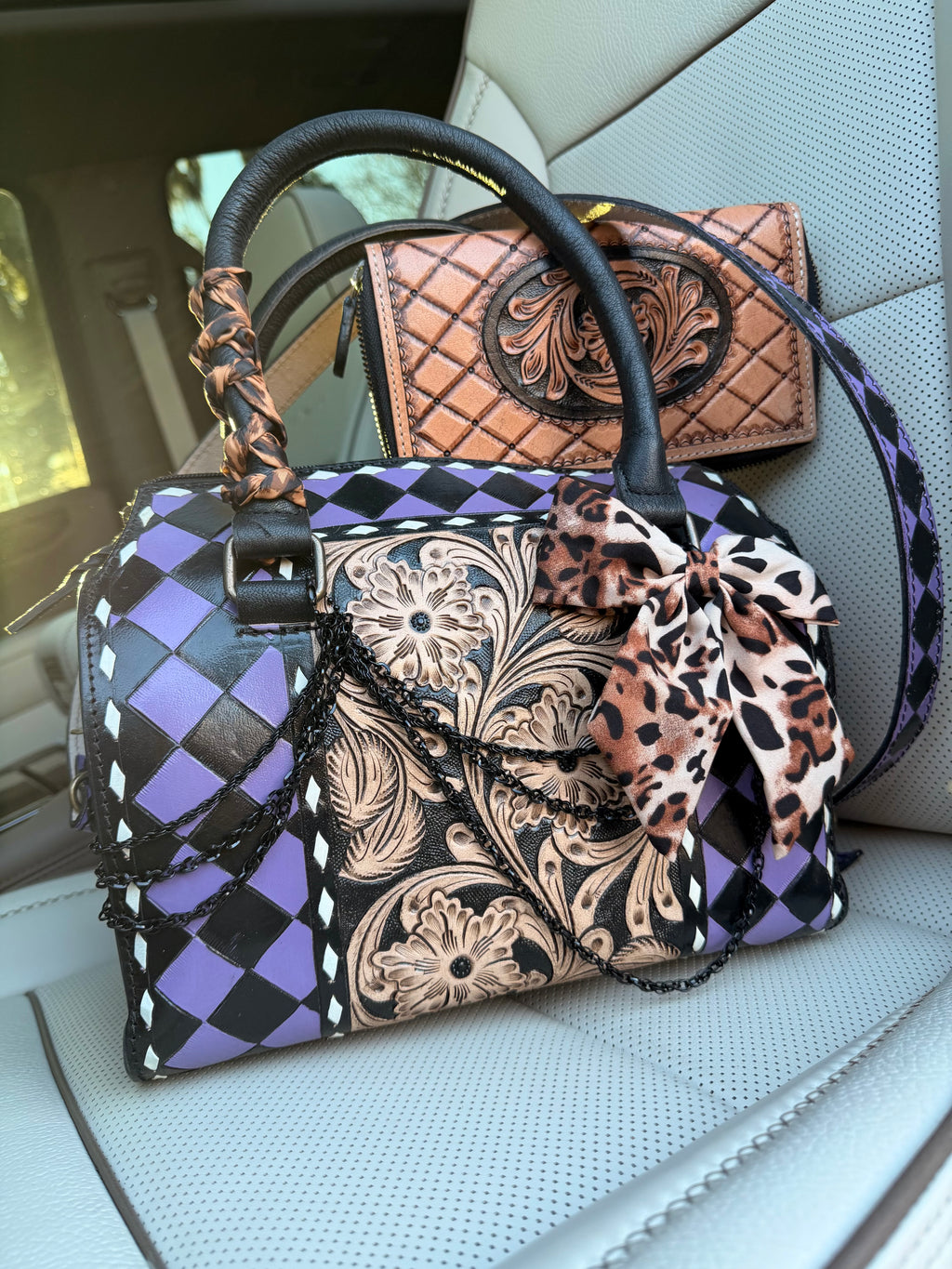 " Amethyst after Dark”- purple  tooled leather speedy (M)