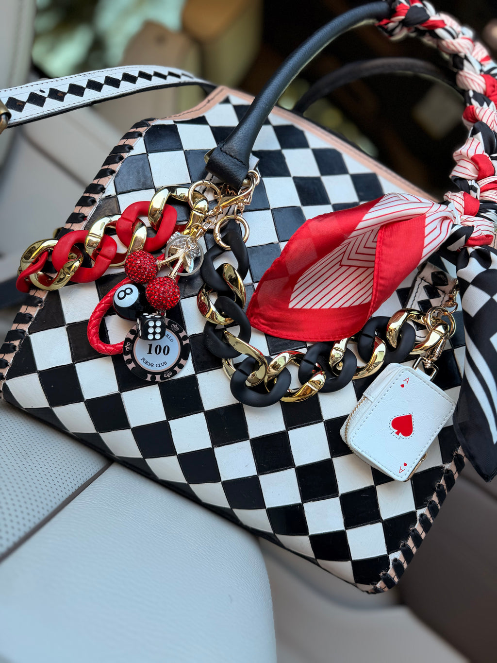 “Ace & Spur” tooled leather speedy (L)