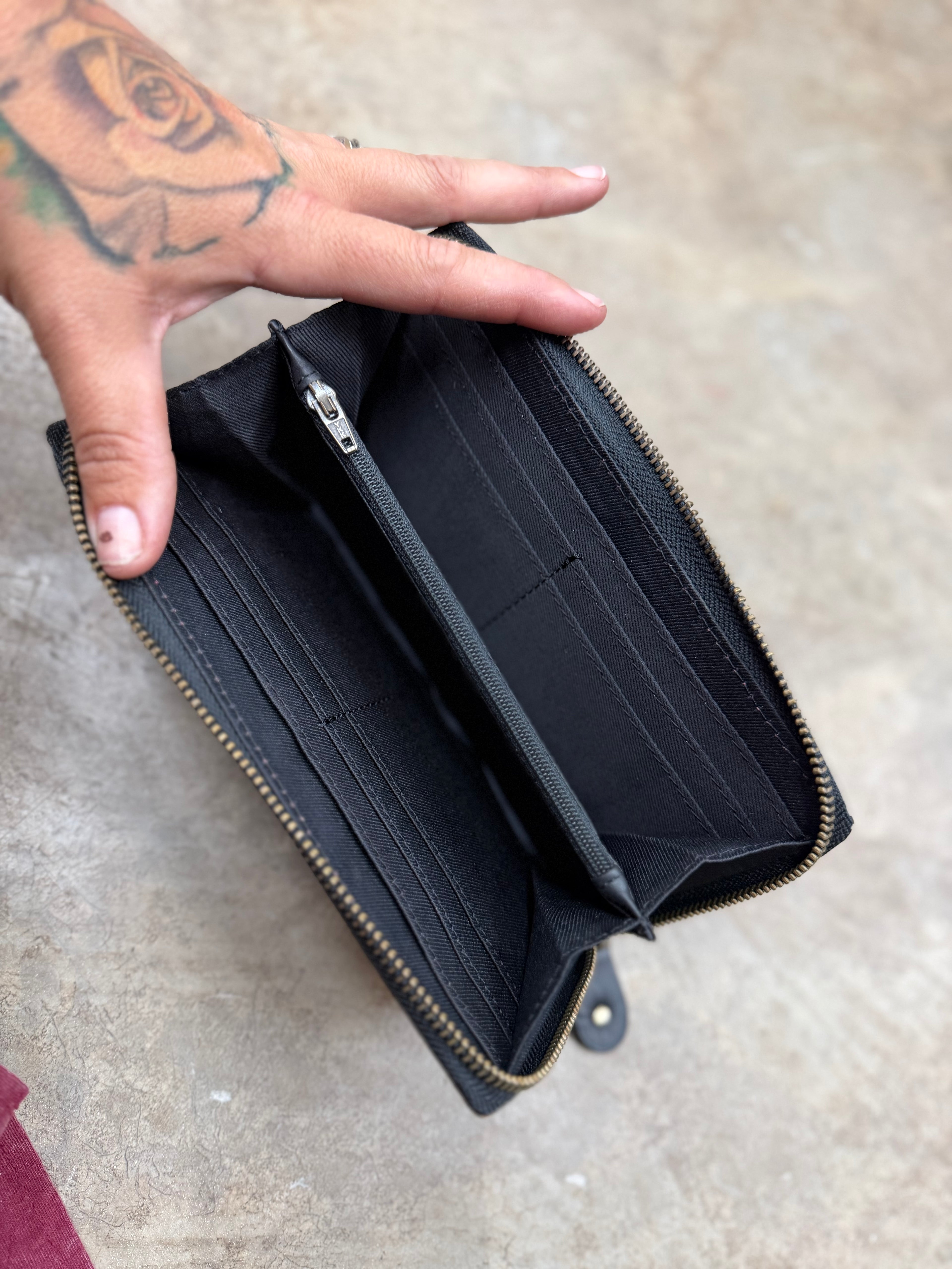 Tooled leather wallet
