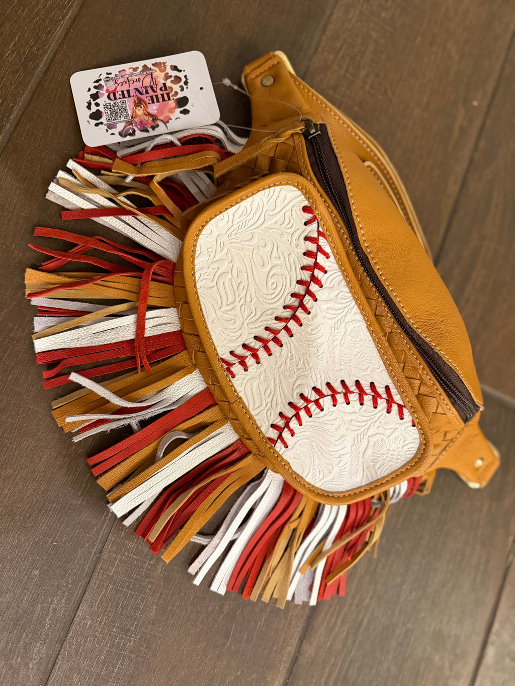 Baseball Bum bag with fringe - exclusively for The Painted Porches