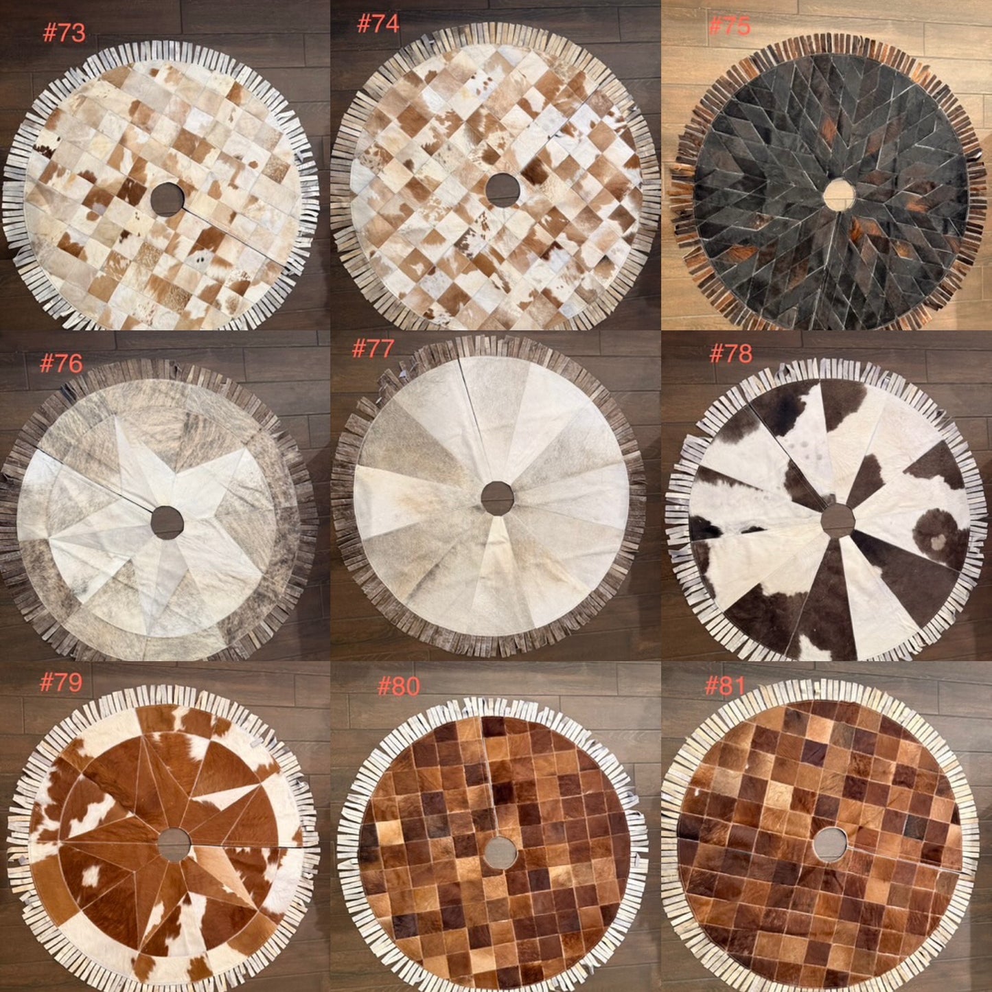 53” cowhide tree skirt - Fringe