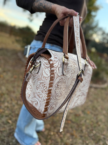White tooled leather speedy (L)