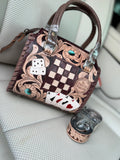 “Brown Royal Flush” tooled leather speedy (mini)